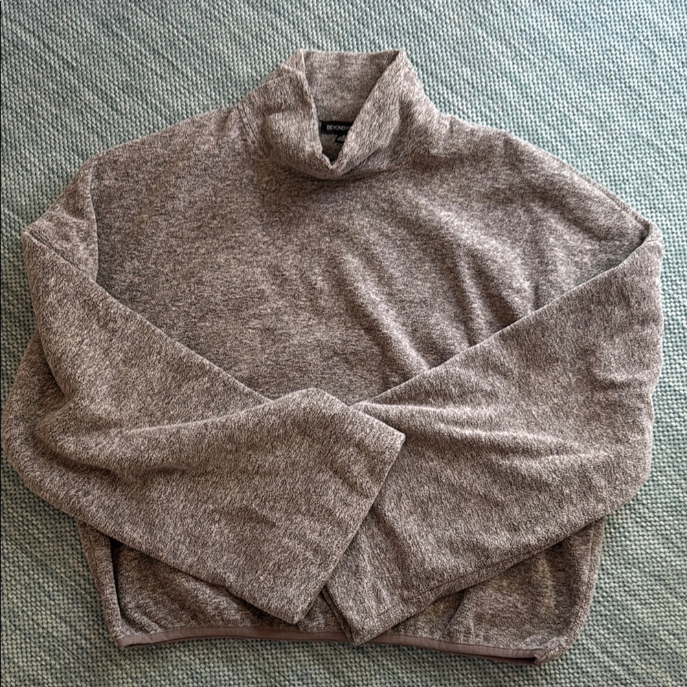 Beyond Yoga Gray Cowl Neck Sweater Plush Texture